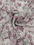Reptile Pattern Matte-Side Printed Silk Charmeuse - Plum / White
