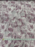 Reptile Pattern Matte-Side Printed Silk Charmeuse - Plum / White