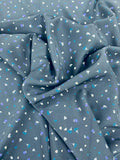 Mini Floral Matte-Side Printed Silk Charmeuse - Navy / Teal / Purple / Light Grey