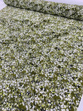Splatter Floral Matte-Side Printed Silk Charmeuse - Olive / White / Lime / Black