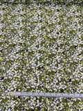 Splatter Floral Matte-Side Printed Silk Charmeuse - Olive / White / Lime / Black