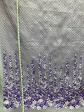 Border Pattern Floral Novelty Matelassé Organza Panel - Lavender / Purple