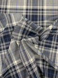 Large-Scale Plaid Light-Weight Wool Suiting - Navy / Ivory / Blue