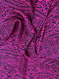Ethnic Pattern Printed Silk Twill - Magenta / Black