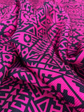 Ethnic Pattern Printed Silk Twill - Magenta / Black