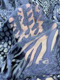 Animal Pattern Burnout Chiffon - Navy Blue