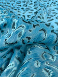 Animal Pattern Burnout Silk Chiffon - Turquoise / Black / Aqua
