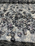 Novelty Snakeskin Printed Floral Burnout Silk Chiffon - Teal-Grey / Beige / Violet