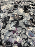 Novelty Snakeskin Printed Floral Burnout Silk Chiffon - Grey / Ivory / Blue / Violet