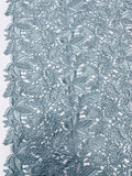 Swiss Floral Guipure Lace - Grey-Blue