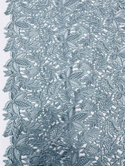 Swiss Floral Guipure Lace - Grey-Blue
