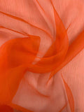 Novelty Crinkled Silk Organza - Coral-Orange