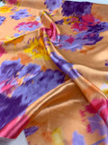 Abstract Design Light-Weight Silk Zibeline - Salmon / Purple / Magenta / Orange