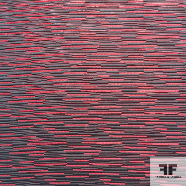 Metallic Striped Brocade- Black/Red
