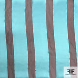 Striped Satin Chiffon Burnout - Blue/Maroon