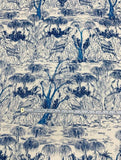 Toile-Like Faille Printed Cotton - Blue / Ivory
