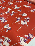 Floral Stems Faille Printed Cotton - Deep Coral / White / Purple