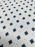 Japanese Fine Geometric Printed Cotton - Navy / White