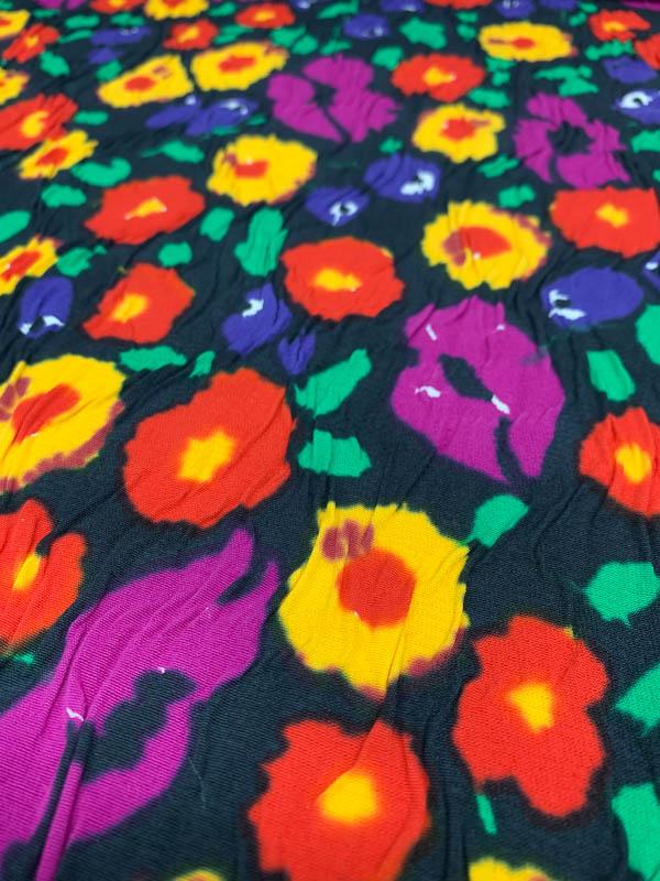 Swiss Floral and Ruched Printed Cotton Jacquard - Multicolor