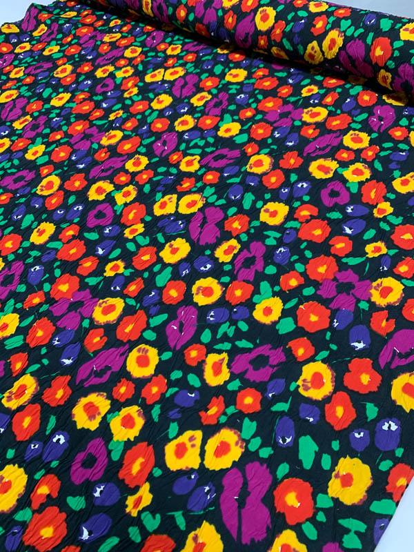 Swiss Floral and Ruched Printed Cotton Jacquard - Multicolor