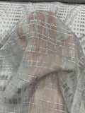 Geometric Windowpane with Lurex Burnout Silk - Grey / Silver