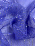 Vertical Lurex Pinstripe Crinkled Silk Chiffon - Periwinkle / Gold