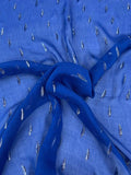 Geometric Teardrop Lurex Design Crinkled Silk Chiffon - Blue / Silver