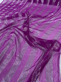 Multicolor Vertical Lurex Pinstripe Silk Chiffon - Purple / Metallic