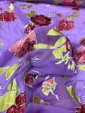Floral Burnout Silk Chiffon - Lavender / Mauve / Pink / Lime