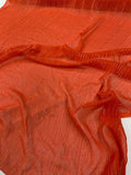 Vertical Lurex Pinstripe Crinkled Silk Chiffon - Orange-Red / Gold