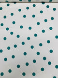 Scattered Polka Dot Sateen Printed Cotton - Teal / White