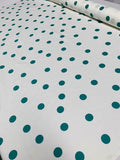Scattered Polka Dot Sateen Printed Cotton - Teal / White