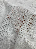 Multi-pattern Embroidered Cotton Eyelet - White