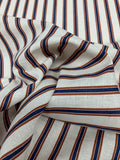 Vertical Striped Printed Linen - Off-White / Blue / Saddle