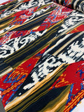 Tribal Vibes Printed Silk Crepe de Chine - White / Black / Red / Multi