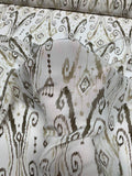 Ikat Printed Silk Crepe de Chine - Ivory / Taupe / Dark Taupe