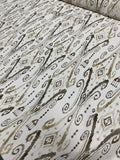 Ikat Printed Silk Crepe de Chine - Ivory / Taupe / Dark Taupe