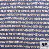 Graphic Stripe Printed Silk Chiffon - Blue