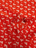 Ditsy Floral and Dotted Printed Silk Crepe de Chine - Red / Cream
