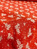 Ditsy Floral and Dotted Printed Silk Crepe de Chine - Red / Cream