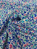 Ditsy Floral Printed Silk Crepe de Chine - Royal / Blue / Pink / Turquoise
