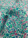 Ditsy Floral Printed Silk Chiffon - Turquoise / Pink / Blue / White