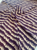 Horizontal Striped Ethnic Themed Printed Silk Georgette - Purple / Beige