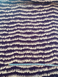 Horizontal Striped Ethnic Themed Printed Silk Georgette - Purple / Beige
