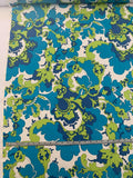 Pucci-esque Printed Silk Crepe de Chine - Teal / Blue / Lime / White