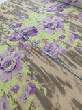 Unique Bold Floral Printed Silk Crepe de Chine - Lavender / Lilac / Lime / Tan