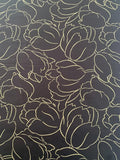 Floral Sketch Printed Silk Shantung - Chocolate / Beige