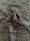 Floral Sketch Printed Silk Shantung - Chocolate / Beige