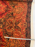 Bohemian Paisley Printed Silk Georgette with Border Pattern - Red / Rust / Black