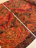 Bohemian Paisley Printed Silk Georgette with Border Pattern - Red / Rust / Black